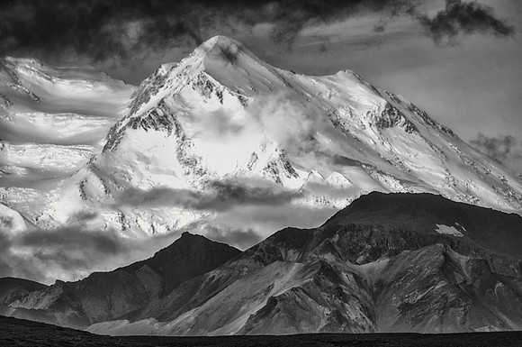 Denali Peaks in B & W
