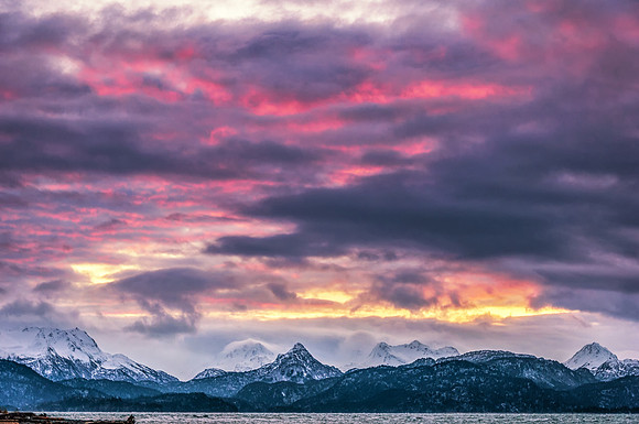 Winter Sunrise Over Kachemak Bay from Homer Spit, Alaska