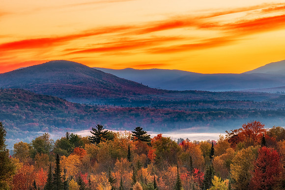 Sunrise from Sugar Hill, Franconia, New Hampshire.  Fall 2022.