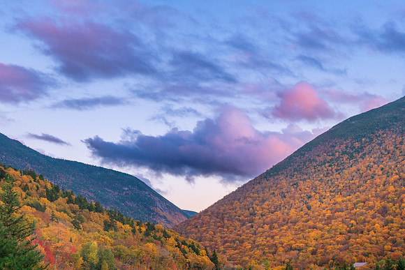 Sunset Over Franconia Notch State Park, New Hampshire.  Fall 2022.