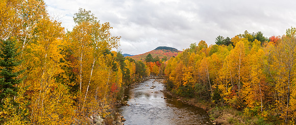 Fall Panorama, Ammonoosuc River, White Mountains, New Hampshire.  Fall 2022.