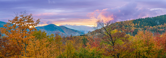 Fall Sunrise Panorama, Sugar Hill, Franconia, New Hampshire.  October 2022.