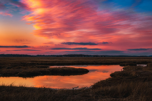 Sunset Over the Pannes.  Parker River Wildlife Refuge, MA. January 2023