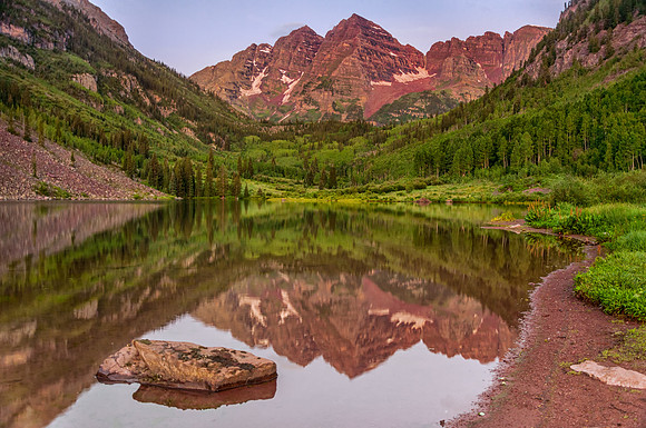 First Light on Maroon Bells July 2013