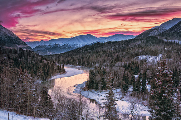 Sunrise from Princess Lodge, Cooper Landing, Kenai Pennisula, Alaska