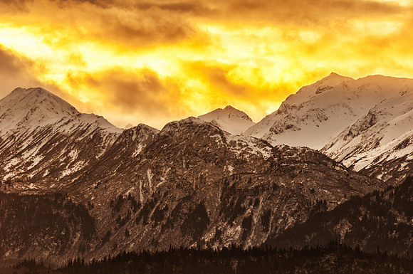 Sunrise Over Aleutian  Mountains from Homer Spit, Alaska