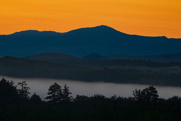 White Mountains from Pemi Overlook at Sunset.