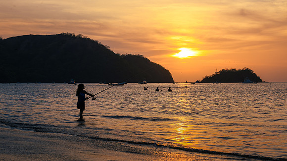 Sunset Fishing,  Playa Del Coco, Costa Rica.  Spring 2021.
