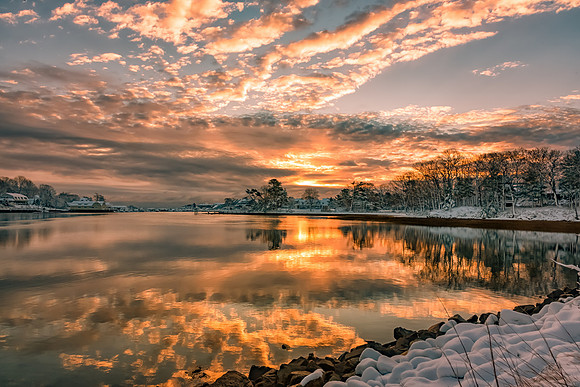 Majestic Winter Sunrise Over York Harbor, Maine