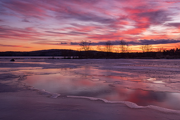 On Thin Ice, Winter Sunset 2017-18, Lake Massabesic, Auburn, NH