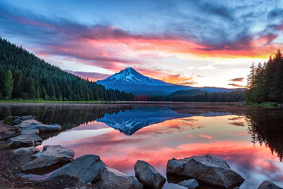 Sunrise Reflections of My Hood on Trillium Lake, Oregon