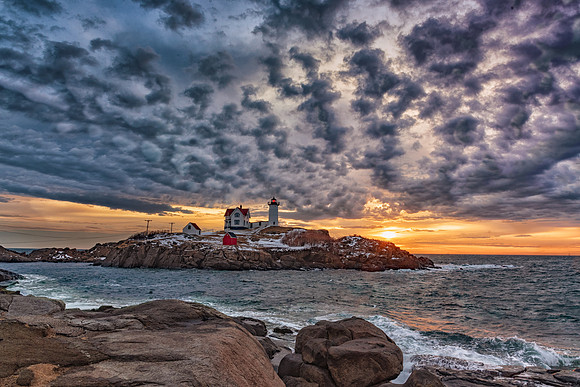 Winter Sunrise 2, Nubble Lighthouse, February 2019
