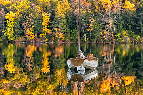 Sailboat in the Golden Hour, Cunningham Pond, Peterborough, NH 2019