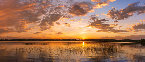 Sunset Panorama. Lake Massabesic, Auburn, Maine August 2020