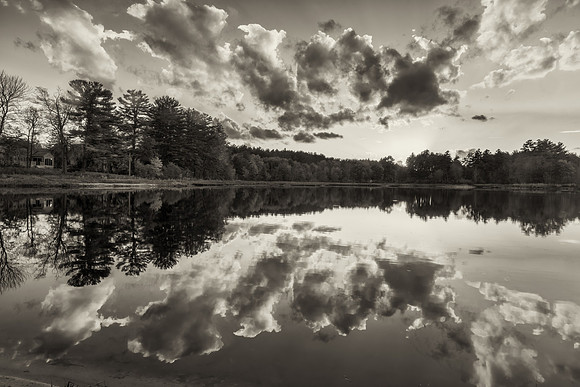 Sunset in Black and White.  Osgood Pond, Milford, NH. Fall 2020