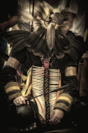 Lone Drummer in Sepia, Medicine Bear Intertribal, Rochester, NH