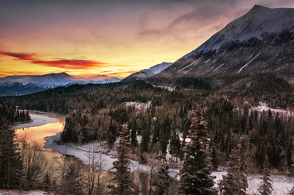 Sunrise from Princess Lodge, Cooper Landing, Kenai Pennisula, Alaska