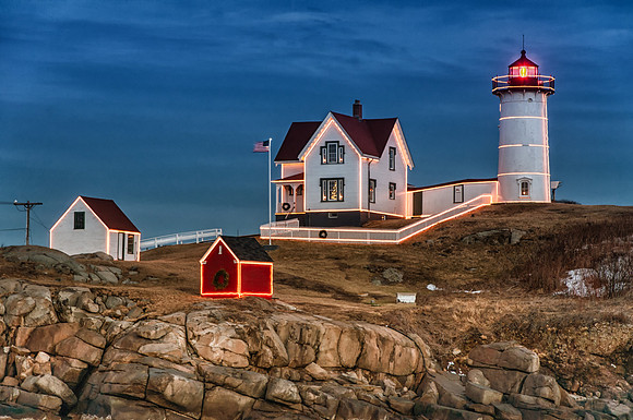 Happy New Year Nubble Lighthouse, York, Maine