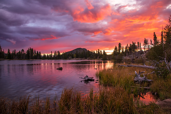 Red Sunrise. Sprague Lake, RMNP, Colorado. Fall 2022.